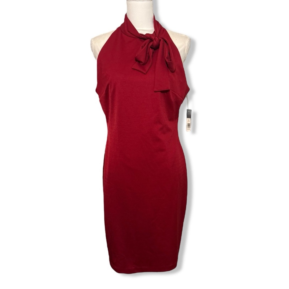 NWT The Limited Elegant Crimson Red Halter Dress Bow High Neck New Size Large